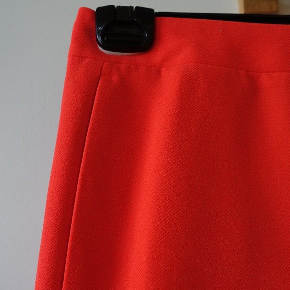 J. Crew Factory #C8413 polyester crepe neon orange pencil skirt 2 P 2P Petite - Picture 2 of 12